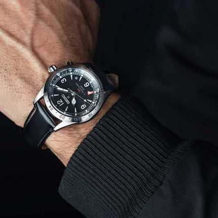 Seiko Prospex SPB379J1 Alpinist GMT Black Dial Black Leather Strap 