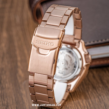 Seiko 5 Sports SRPE72K1 Street Style Rose Gold Dial Rose Gold Stainless Steel Strap
