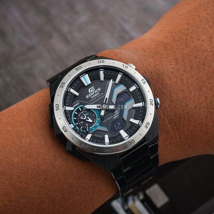 Casio Edifice ECB-2200DD-1ADF Men Windflow Digital Analog Black Dial Black Stainless Steel Band