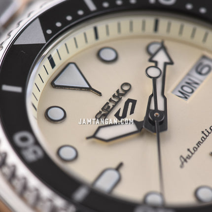 Seiko 5 Sports SRPK31K1 5KX Midi SKX Sports Style Beige Dial Stainless Steel Strap