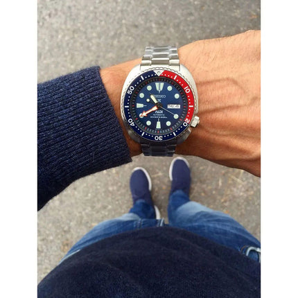 Seiko Prospex SRPE99K1 PADI Turtle Automatic Divers 200M Pepsi Blue Dial Stainless Steel Strap