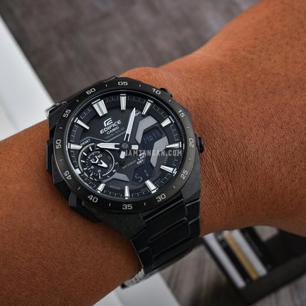 Casio Edifice ECB-2200DC-1ADF Men Windflow Digital Analog Black Dial Black Stainless Steel Band