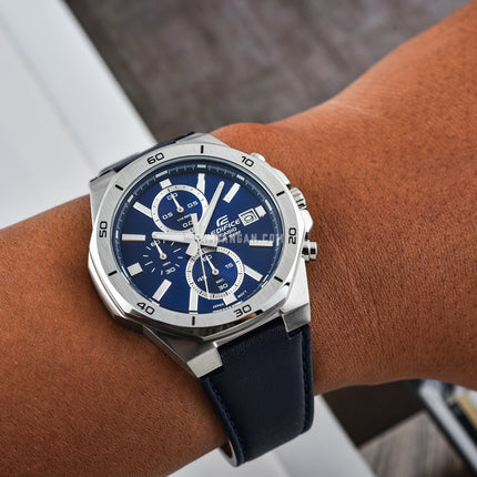 Casio Edifice EFV-640L-2AVUDF Chronograph Men Blue Dial Blue Leather Band