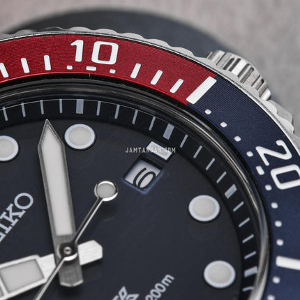Seiko Prospex SNE595P1 Solar Diver Pepsi Blue Dial Stainless Steel Strap