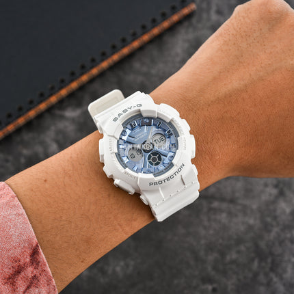 Casio Baby-G BA-130-7A2DR Beach Fashions Digital Analog Dial White Resin Band