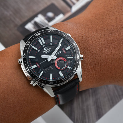 Casio Edifice EFV-C100L-1AVDF Chronograph Men Black Dial Black Leather Band