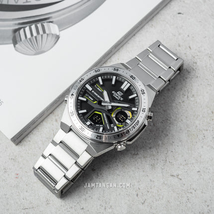 Casio Edifice EFV-C110D-1A3VDF Black Digital-Analog Dial Stainless Steel Band