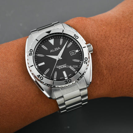Alba AS9U67X1 Men Sport Black Dial Stainless Steel Strap