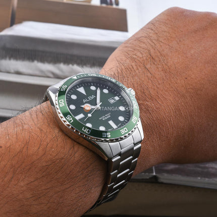 Alba Active AS9V59X1 Men Green Dial Stainless Steel Strap