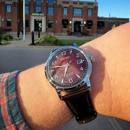 Seiko Presage SRPE41J1 Cocktail Negroni Red Dial Dark Red-Brown Leather Strap