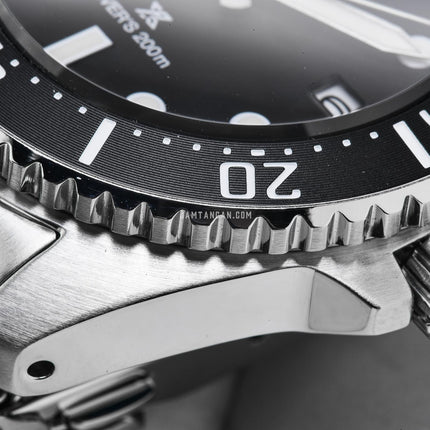 Seiko Prospex SNE597P1 Solar Diver Black Dial Stainless Steel Strap