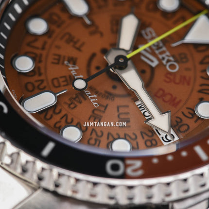 Seiko 5 Sports SRPJ47K1 Time Sonar SKX Sports Style Brown Dial Stainless Steel Strap