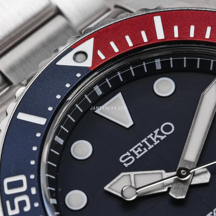 Seiko Prospex SNE595P1 Solar Diver Pepsi Blue Dial Stainless Steel Strap