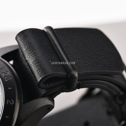 Seiko 5 Sports SSK025K1 GMT Field Street Style Deception Black Dial Black Leather Strap