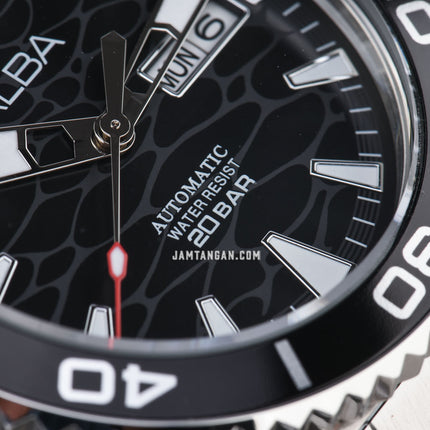 Alba Mechanical A3B019X1 Automatic Men Black Dial Stainless Steel Strap