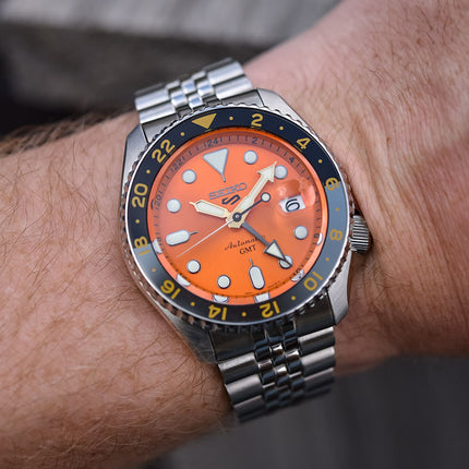 Seiko 5 Sports SSK005K1 SKX Sports Style GMT Mikan Orange Automatic Orange Dial St. Steel Strap