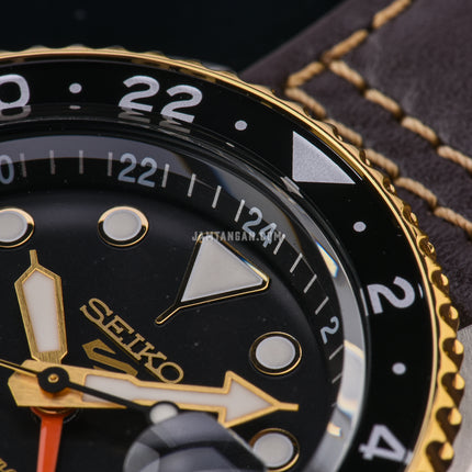 Seiko 5 Sports SSK036K1 SKX Series Automatic GMT Black Dial Brown Leather Strap