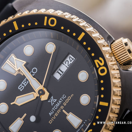 Seiko Prospex SRPD46K1 Black Turtle Gold Ring Edition Automatic Black Dial Black Rubber Strap 