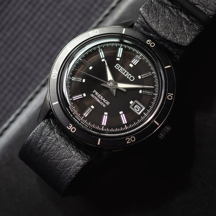 Seiko Presage SRPH95J1 Style60s Automatic Black Dial Black Leather Strap