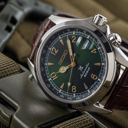 Seiko Prospex SPB121J1 Alpinist Green Dial Brown Leather Strap