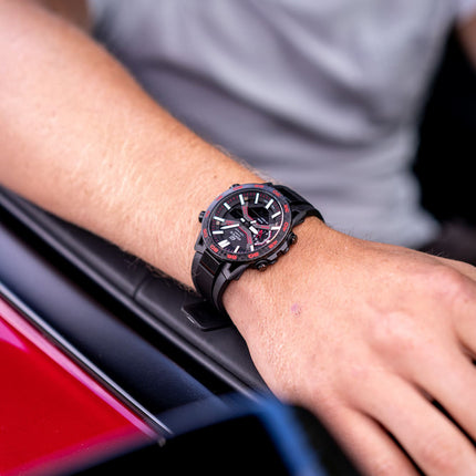 Casio Edifice ECB-2000PB-1ADF Men The Sospensione Digital Analog Black Dial Black Resin Band
