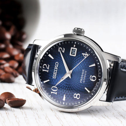 Seiko Presage SRPE43J1 Cocktail Old Clock Blue Dial Dark Blue Leather Strap