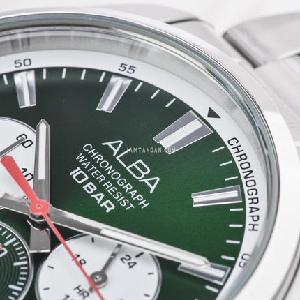 Alba Active AT3K27X1 Men Chronograph Green Dial Stainless Steel Strap