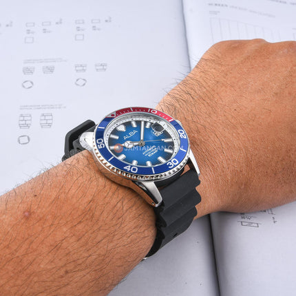 Alba Mechanical AU4061X1 Automatic Men Blue Dial Black Rubber Strap