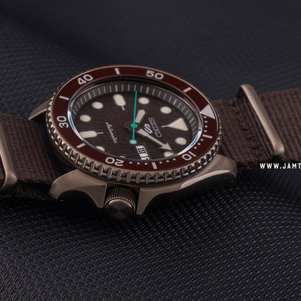 Seiko 5 Sports SRPD85K1 5KX Chocolate SKX Sports Style Automatic Brown Dial Brown Nylon Strap