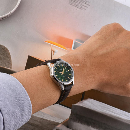 Alba AH7EQ1X1 Ladies Green Dial Brown Leather Strap