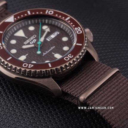 Seiko 5 Sports SRPD85K1 5KX Chocolate SKX Sports Style Automatic Brown Dial Brown Nylon Strap