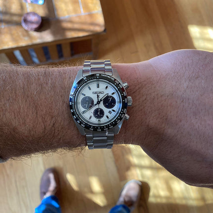 Seiko Prospex SSC813P1 Speedtimer SeiTona Panda Solar Chronograph White Dial Stainless Steel Strap