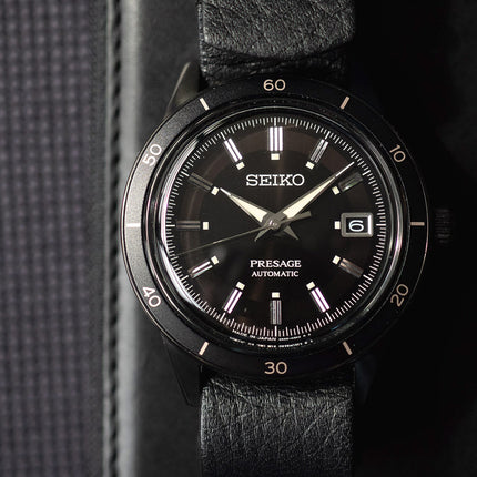 Seiko Presage SRPH95J1 Style60s Automatic Black Dial Black Leather Strap