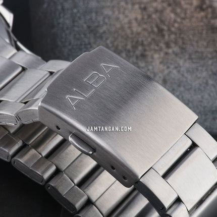 Alba Mechanical A3B017X1 Automatic Men Pepsi Black Pattern Dial Stainless Steel Strap