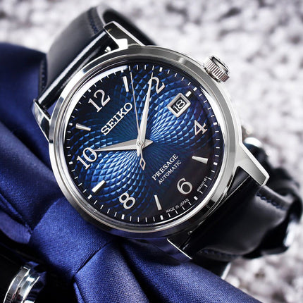 Seiko Presage SRPE43J1 Cocktail Old Clock Blue Dial Dark Blue Leather Strap