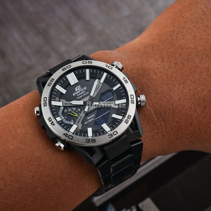 Casio Edifice ECB-2000DD-1ADF Men Sospensione Digital Analog Dial Gunmetal Stainless Steel Band