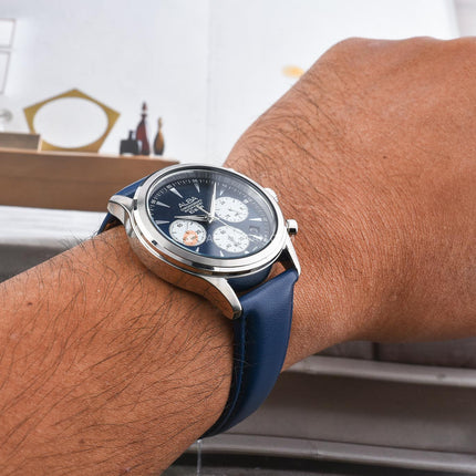 Alba AT3K57X1 Men Chronograph Blue Dial Blue Leather Strap