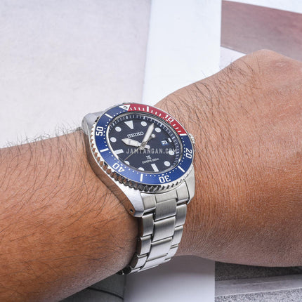 Seiko Prospex SNE595P1 Solar Diver Pepsi Blue Dial Stainless Steel Strap