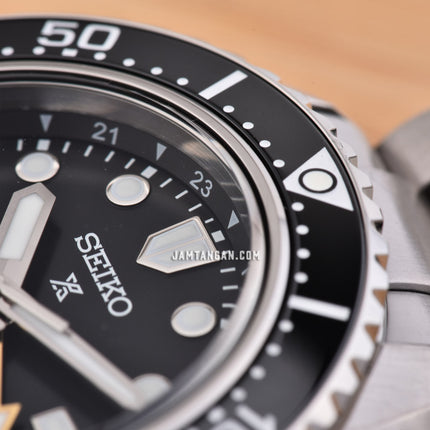 Seiko Prospex SPB383J1 Baby Marinemaster GMT Save the Ocean Black Dial Stainless Steel Strap