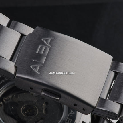 Alba Mechanical A3B019X1 Automatic Men Black Dial Stainless Steel Strap