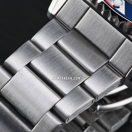 Alba Mechanical A3B017X1 Automatic Men Pepsi Black Pattern Dial Stainless Steel Strap