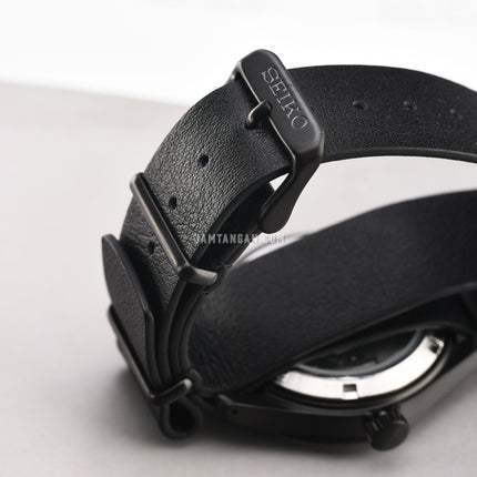 Seiko 5 Sports SSK025K1 GMT Field Street Style Deception Black Dial Black Leather Strap