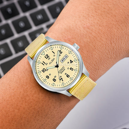 Alba Mechanical Field Military AL4221X1 Men Beige Dial Beige Nylon Strap