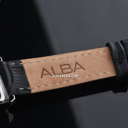 Alba Fashion AH7DH7X1 Ladies Silver Dial Black Leather Strap