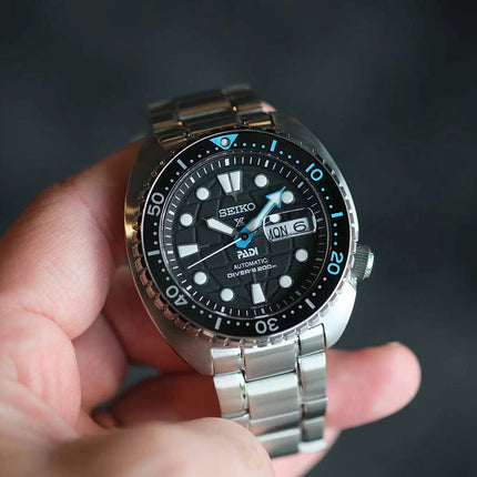 Seiko Prospex SRPG19K1 King Turtle PADI Edition Automatic Divers 200M Black Dial Stainless Steel