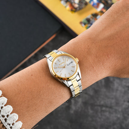 Seiko Ladies SUR454P1 Discover More Silver Dial Dual Tone Stainless Steel Strap