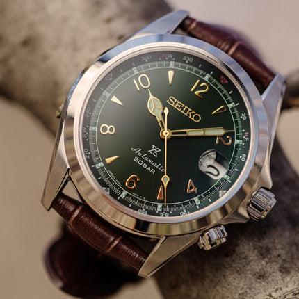Seiko Prospex SPB121J1 Alpinist Green Dial Brown Leather Strap