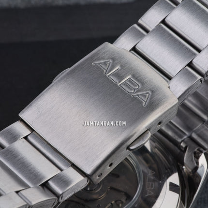 Alba Mechanical A3B021X1 Automatic Men Blue Pattern Dial Stainless Steel Strap