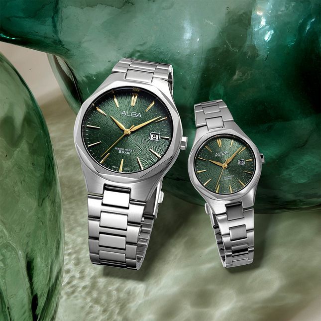 Alba Prestige AS9U55X1 Men Green Dial Stainless Steel Strap