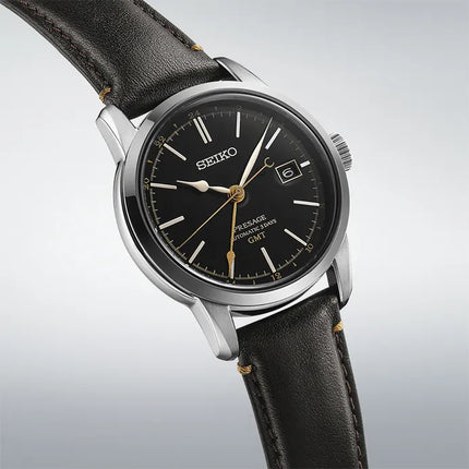 Seiko Presage SPB447J1 GMT Craftsmanship Series Urushi Black Lacquer Dial Black Leather Strap